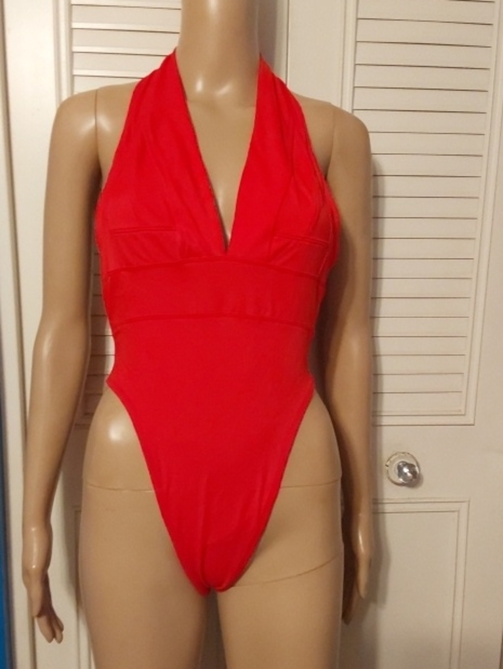 Mossimo Supply Co. Vintage Bright Red Halter One-Piece Swimsuit